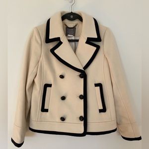 J.Crew Peacoat Wool by Nello Gori - Winter white with Navy